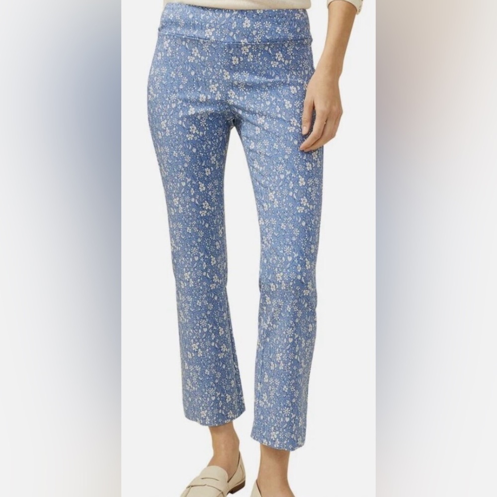 J. McLaughlin Blue Floral Straight Leg Jeans